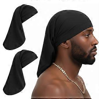 2 Pcs Black Dreadlock Cap, Wide Elastic Loc Unisex Jumbo Caps, Long Dreads Hair Head Wrap, Shower Night Sleep Bonnet Accessories for Men Women