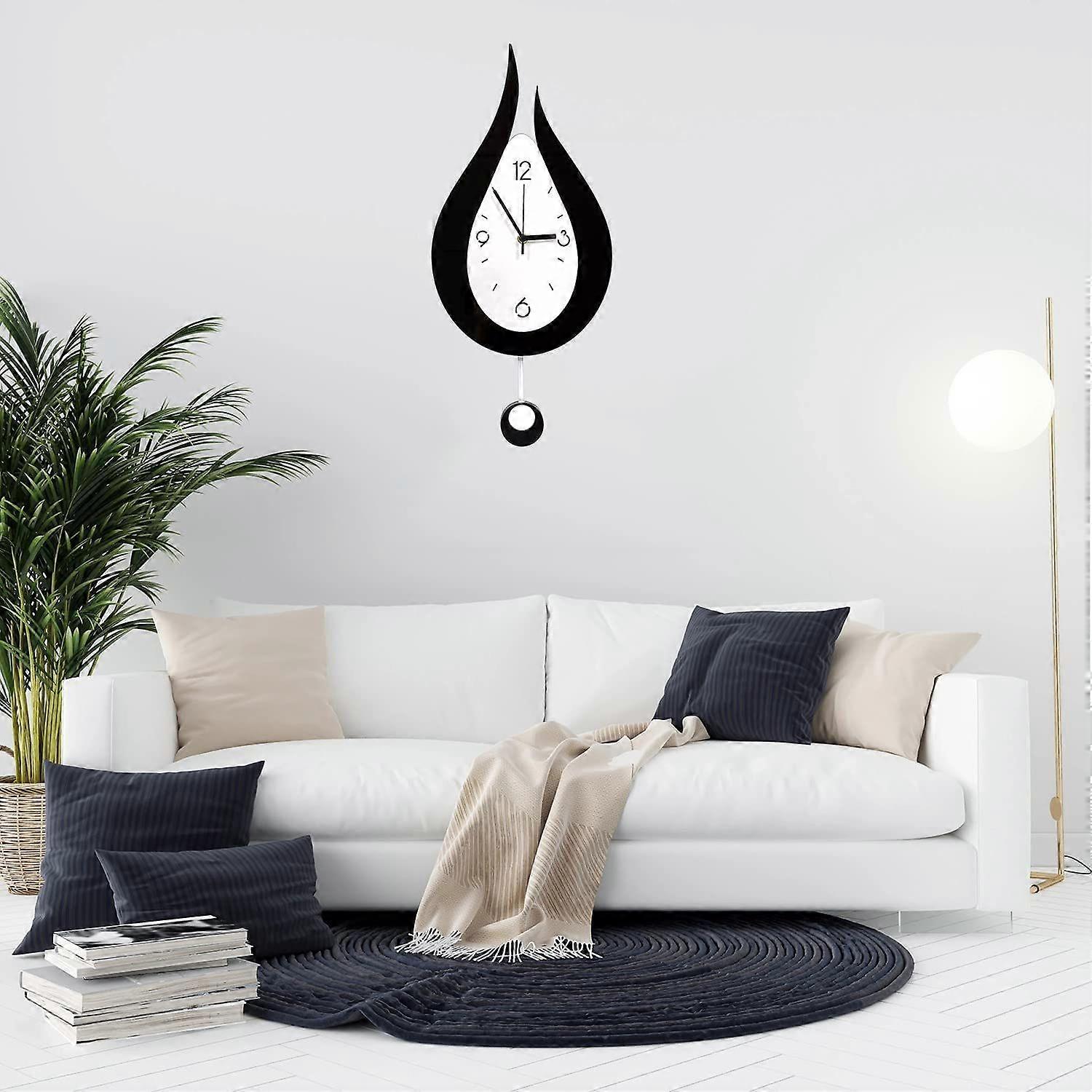 Wall Clock Modern Creative Water Drop Pendulum Clock With Pendulum, Silent Pendulum Clock Digital Wall Clock