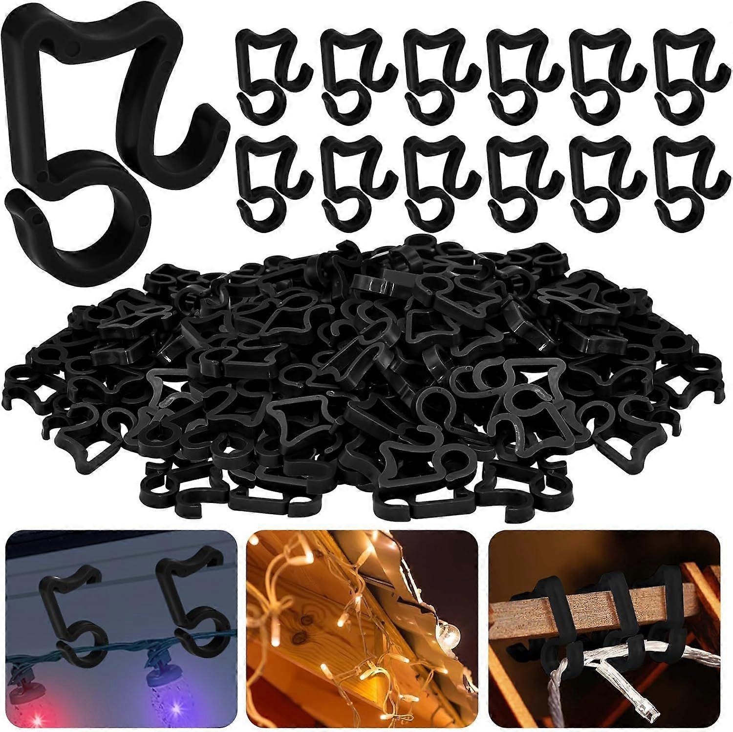 150 Pcs Gutter Hooks for String Lights, Christmas String Light Hooks, Outdoor String Light Hooks, Gutter String Clips, for Home Decor, Black