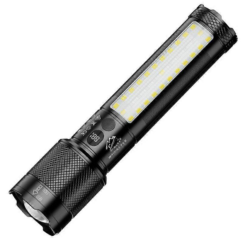 Rechargeable LED Flashlight COB Side Light Zoom Torch