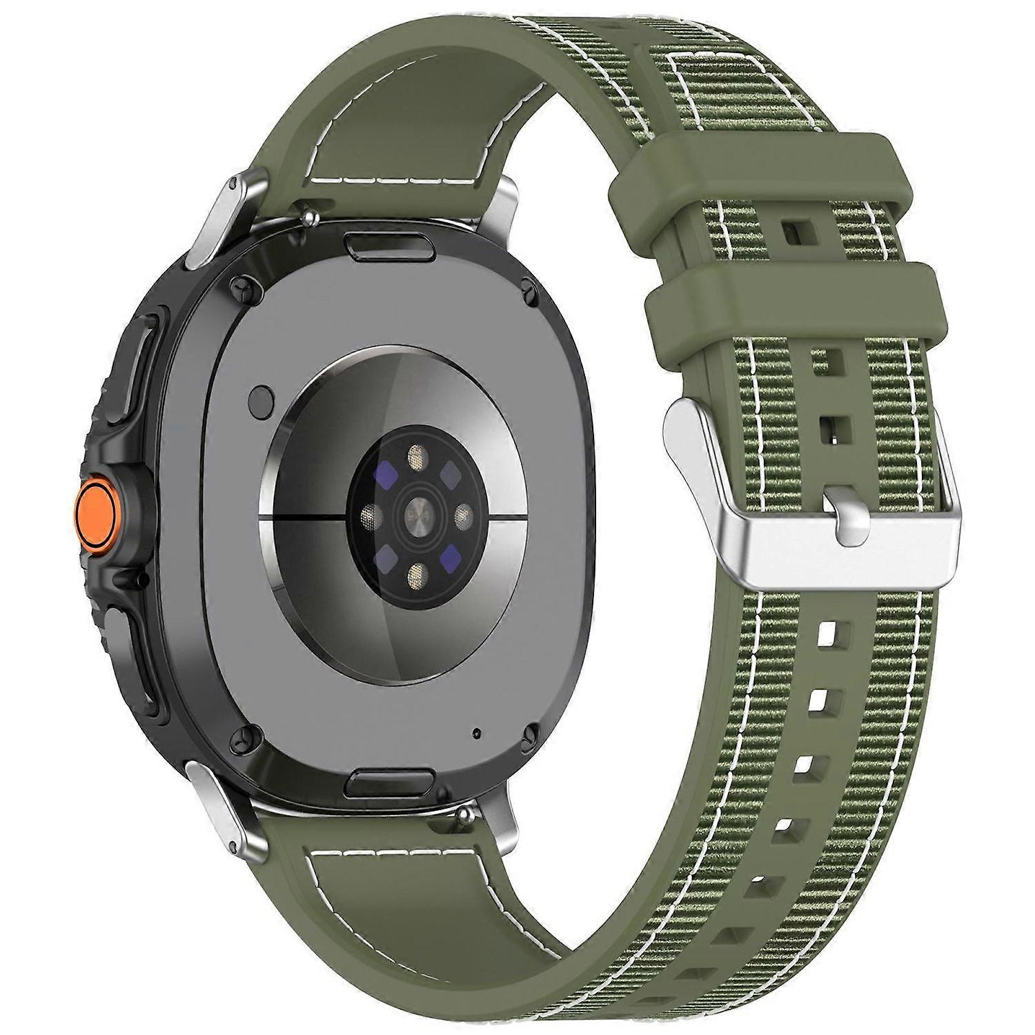 For Samsung Galaxy Watch 8 / 8 Classic xDfind Hybrid Nylon Braided Silicone Strap Green