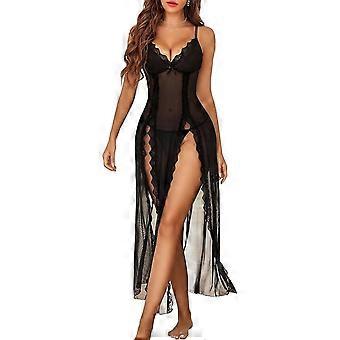 Kvinnor Underkläder Spets Babydoll Chemise Sexig Mesh Nattlinne V-hals Nattkläder Sida