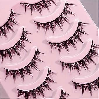False Eyelashes 15 Pairs, Natural Slender Pointed Tail 7mm/13mm, Demon Comic Style, Invisible Light Makeup for Japanese Korean Look
