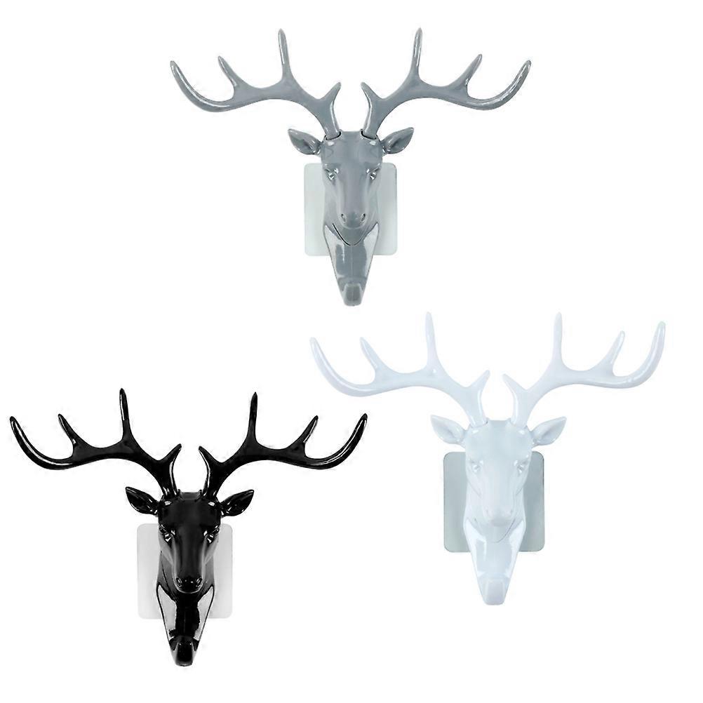 Wall Hook Solid Deer Head Shape Decor Hook for Hanging 6Pcs Assorted Color