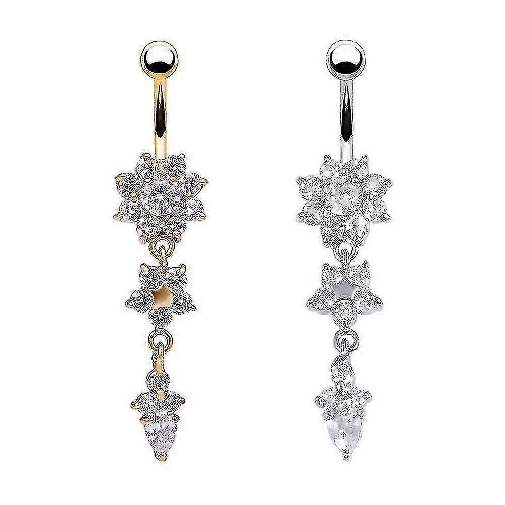 2pcs Stainless Steel Dangle Belly Button Rings Belly Piercing