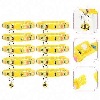 Pet Dog Collar, 10-Pack Set with Bell and Decorative Heart Printing for Pets