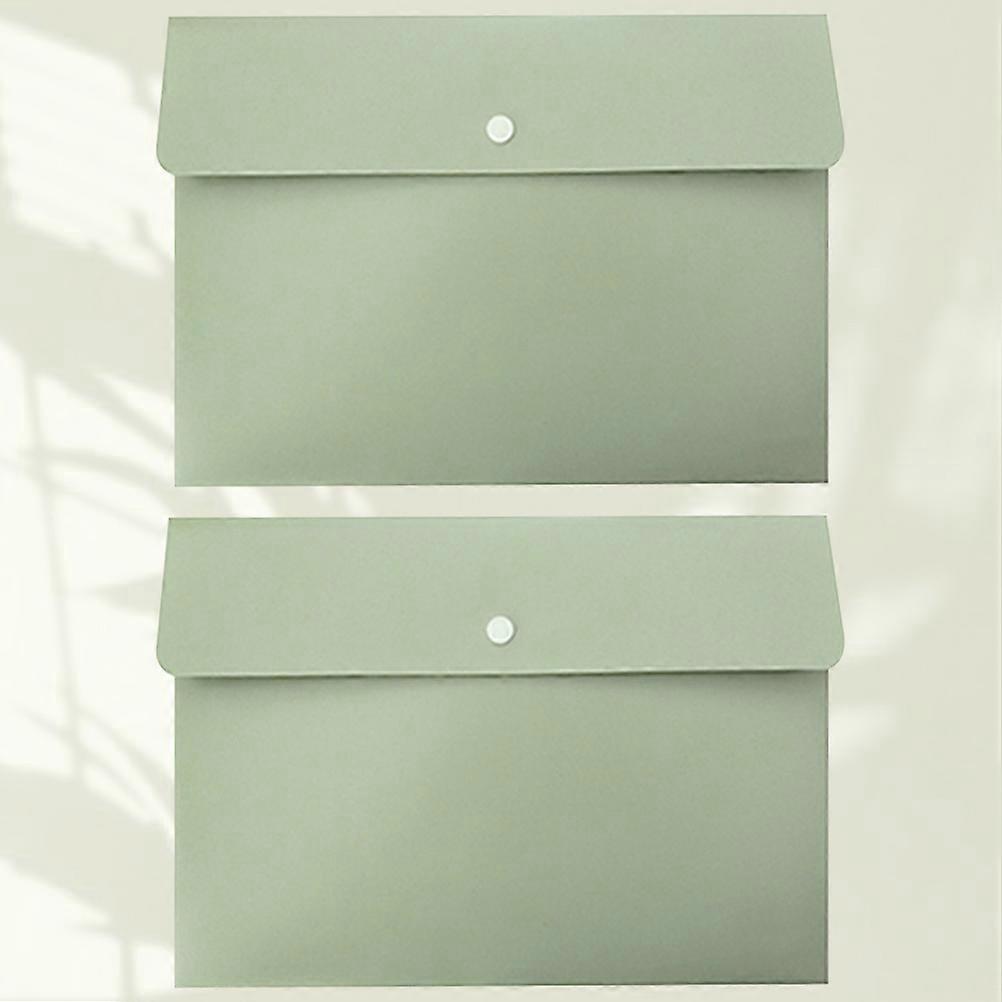 Button Office File Folder for Document Storage 2Pcs Green Buckle Design