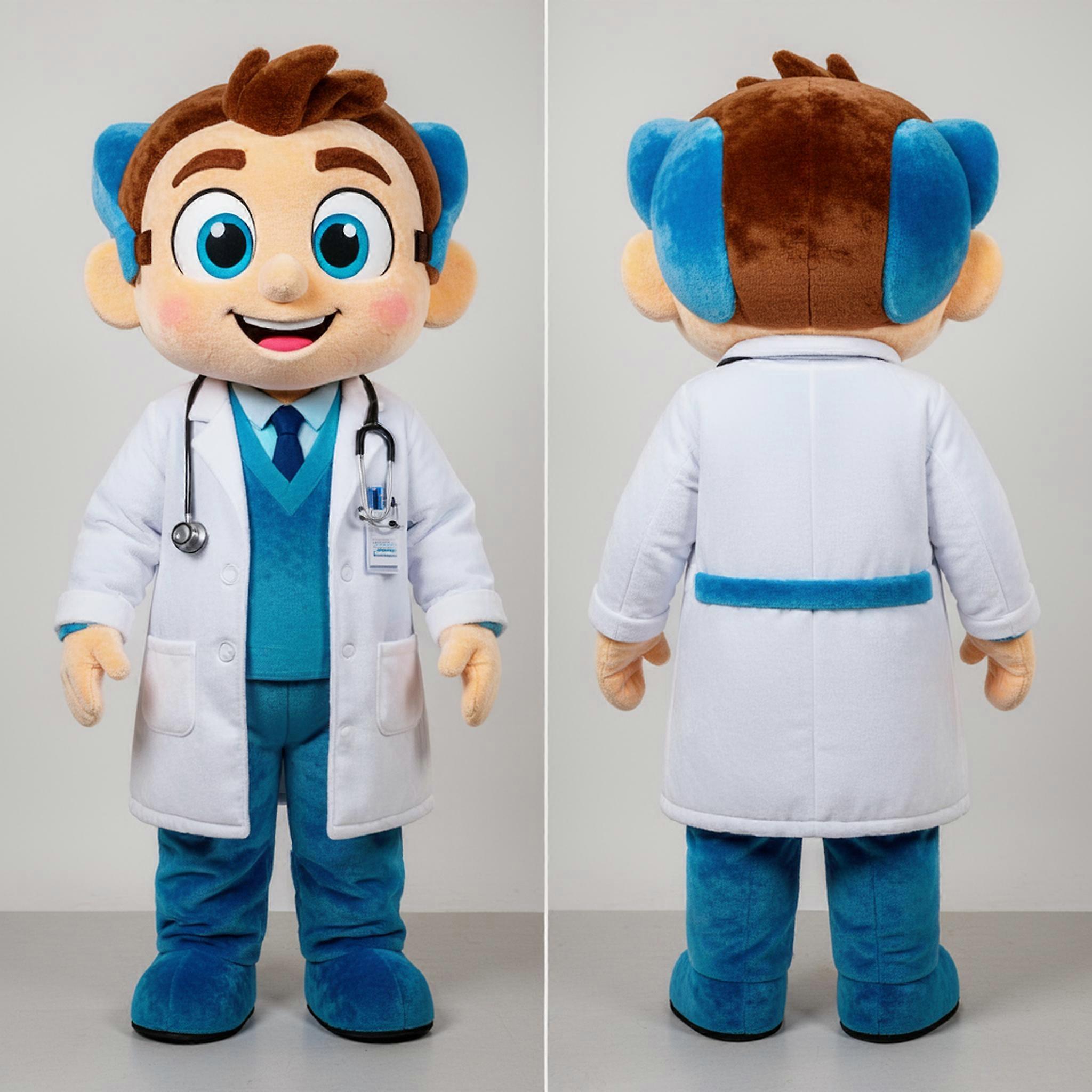 MASTICOT Sky Blue Friendly Doctor Mascot
