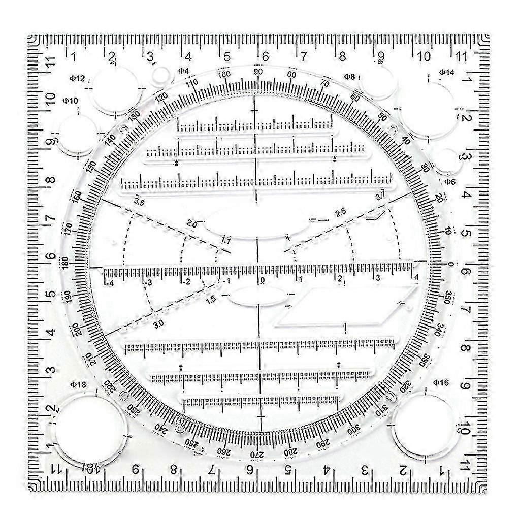 Geometric Drawing Ruler Multi-functional Circle Square Drafting Stencil Tool