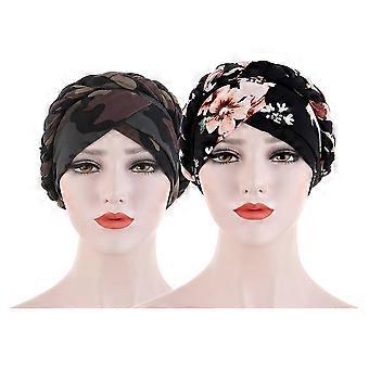 Women Turbano Scarf Cap for Breathable Comfort 4Pcs Pack Black
