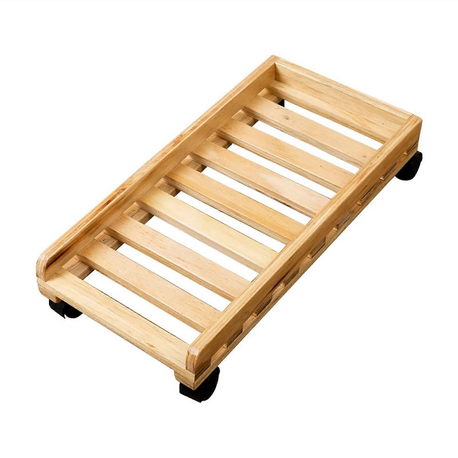 Bamboo CPU Stand with Wheels, Lockable Casters, Ventilated Base for Desktop Tower, Color A