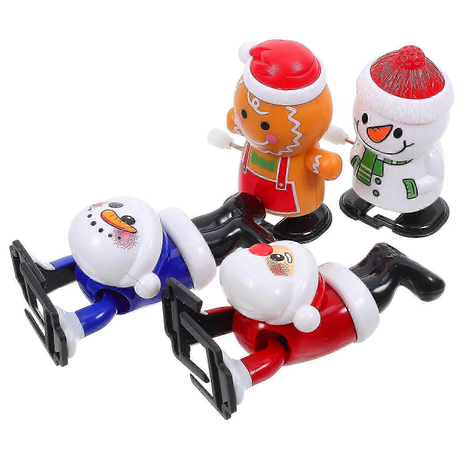 Funny Clockwork Toys Wind Up Toy for Decor 4Pcs Xmas Elements Figures