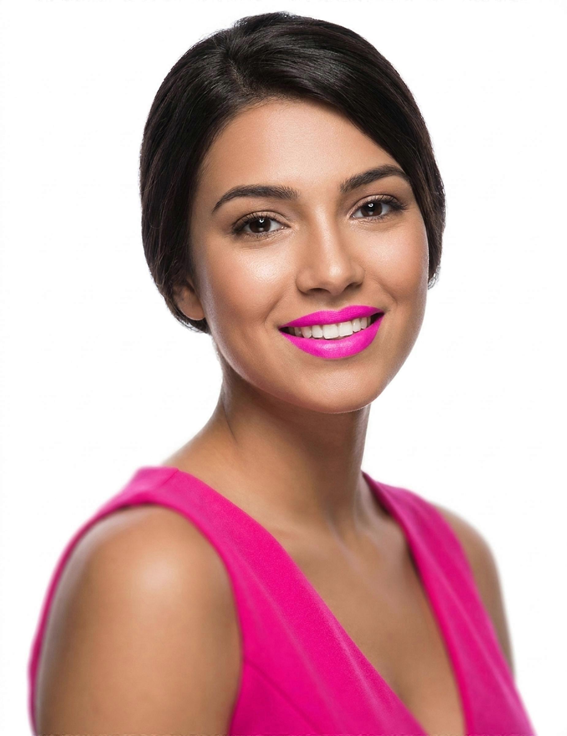 Neon pink lipstick