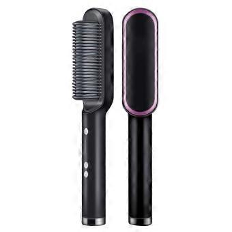 2in1 Hair Straightener Brush and Comb with Ceramic Ionic Technology for Wet and Dry Hair, Black