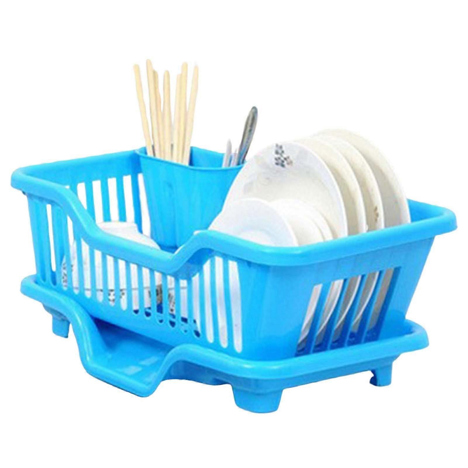 Compact Dish Rack With Sink-Directed Drainage