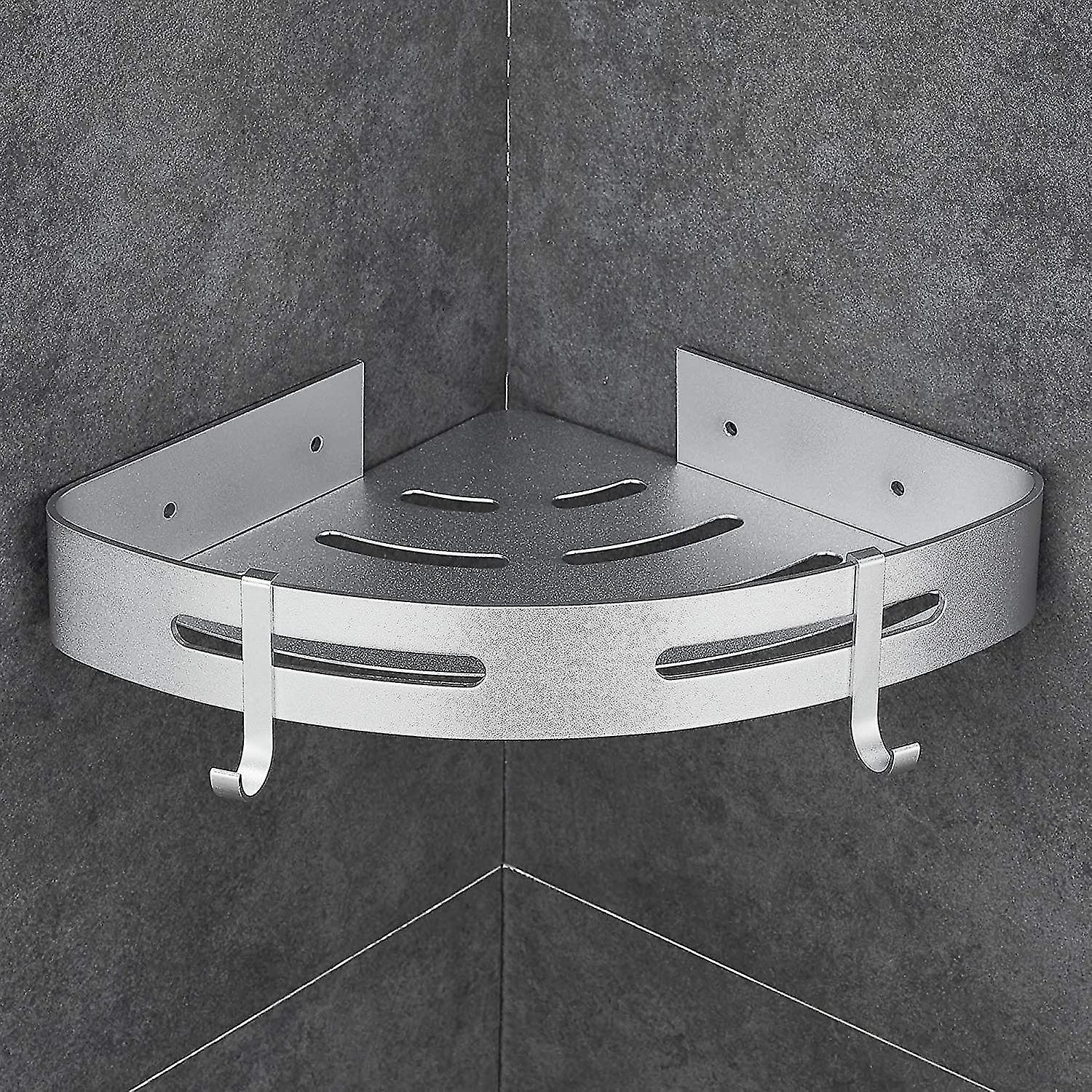 Bathroom Storage Shelf Triangle Shelf Anti-rust Non-perforated Single Layer Silver