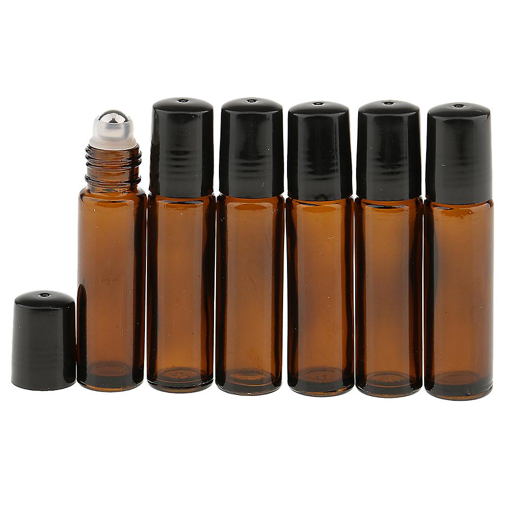 6 Pieces 10ml Empty Glass Roll On Bottles for Essential Perfume Green