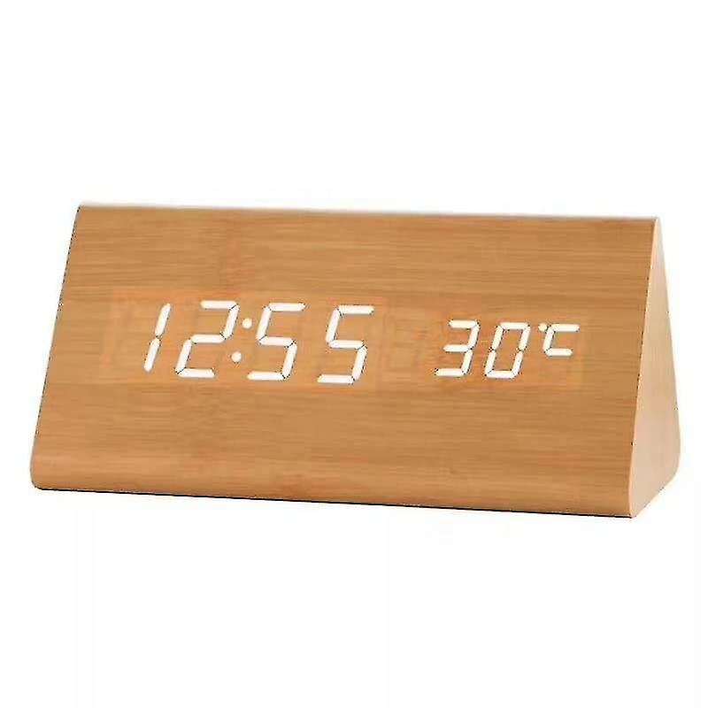 Kogonee Wooden Digital Alarm Clock, Dimmer, Alarm Settings, Weekday/everyday Mode, 9 Mins Snooze, 12/24h, Temperature And Date Display For Office, T