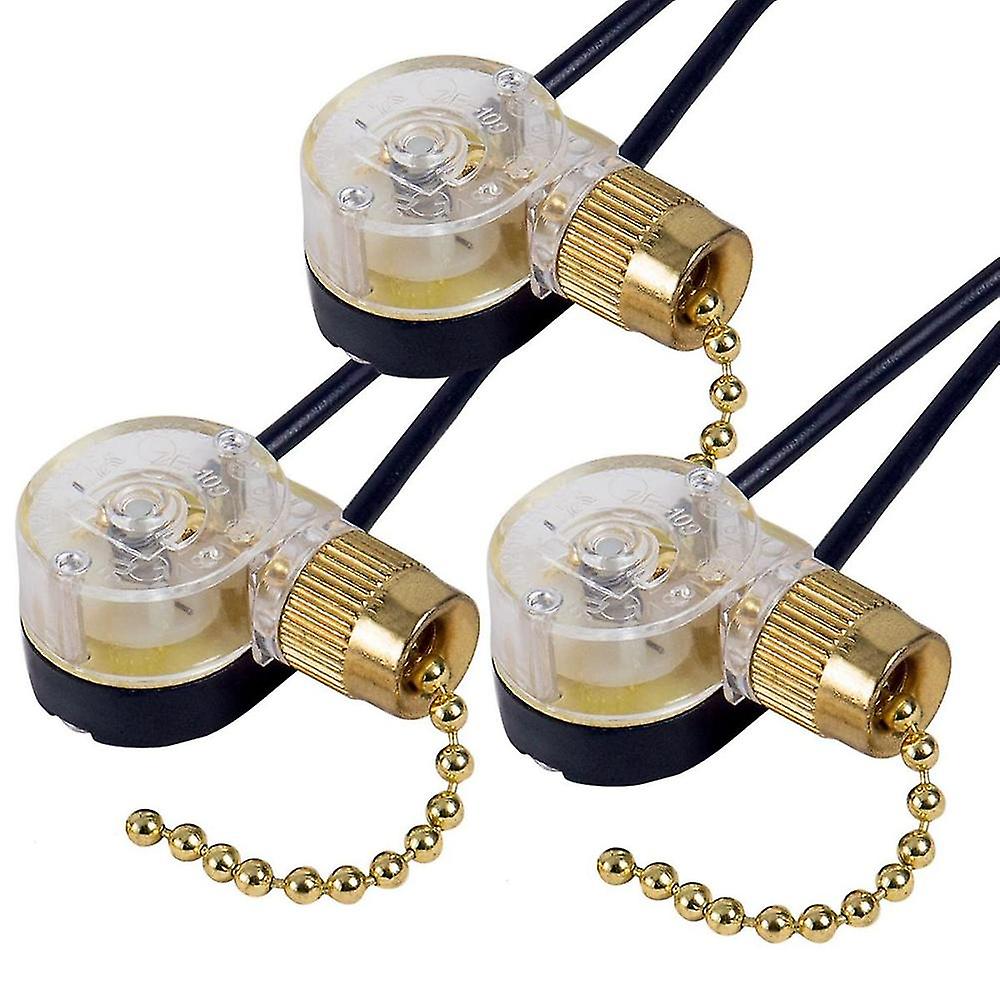 3pack Ceiling Fan Light Switch Ze-109 Fan Switch Ceiling Pull Chain Switch Replacement (brass)