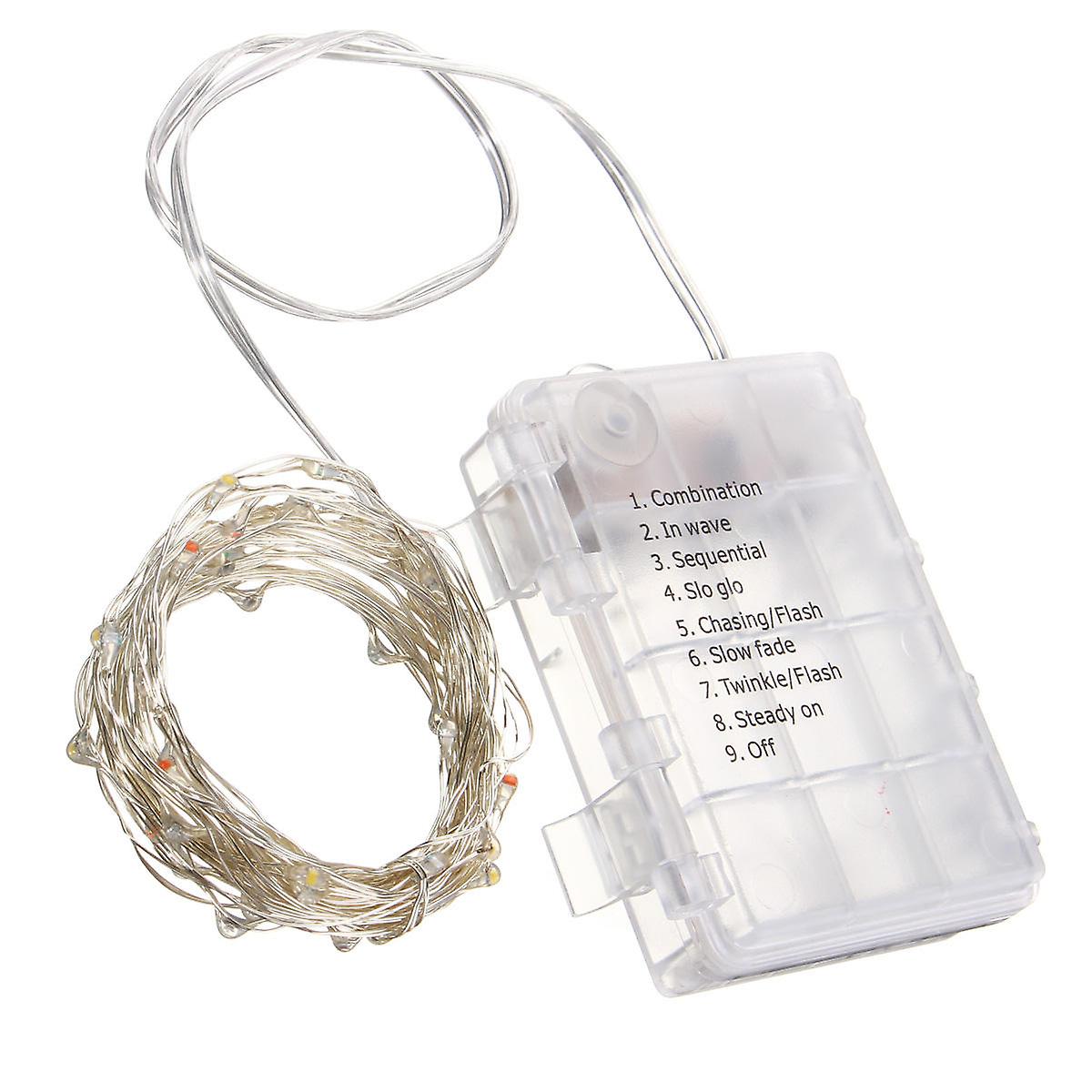 Battery Powered 5m 50 Led Waterproof Silver Wire Fairy String Lights With Remote Control For Christmas