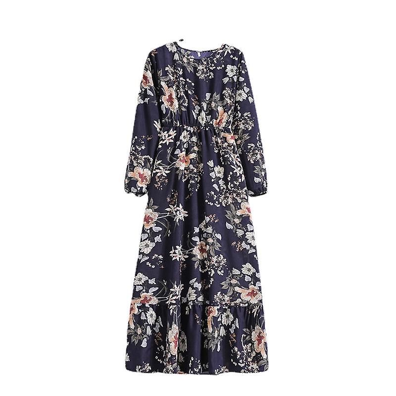 Femei Fete Rochie Fustă Florală Confortabilă Pentru femei Dulce Manșon Lung Talie Înaltă Șifon