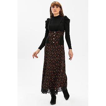 Salopet Flannel Long Skirt Crispy Pattern