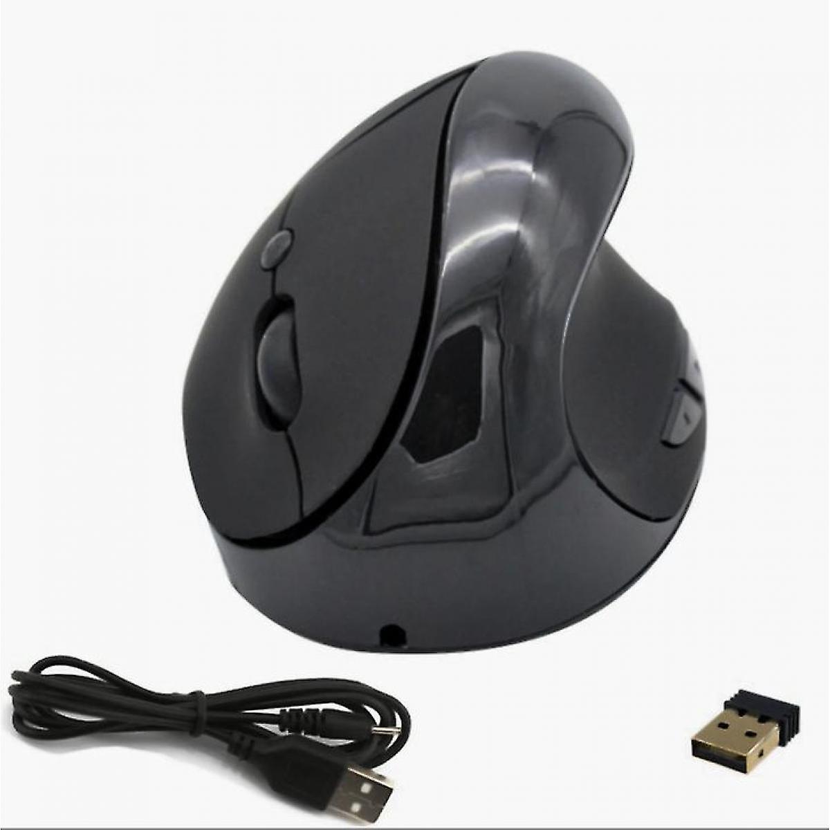 Wireless, ergonomic, vertical, mouse, optical, PC, gray.