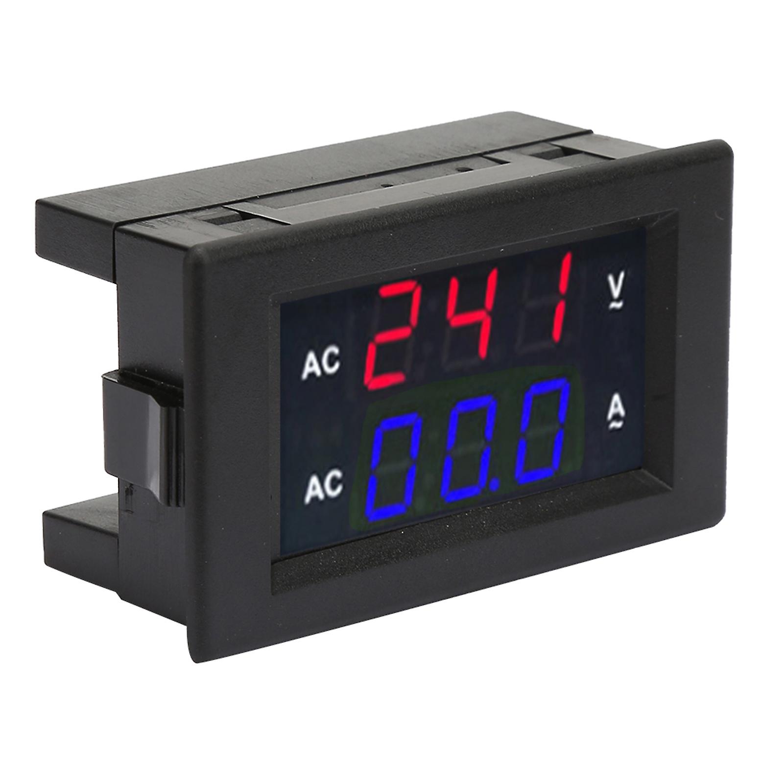 AC 100~300V LED Digital Display Voltmeter Ammeter 0-10A (Red Blue)
