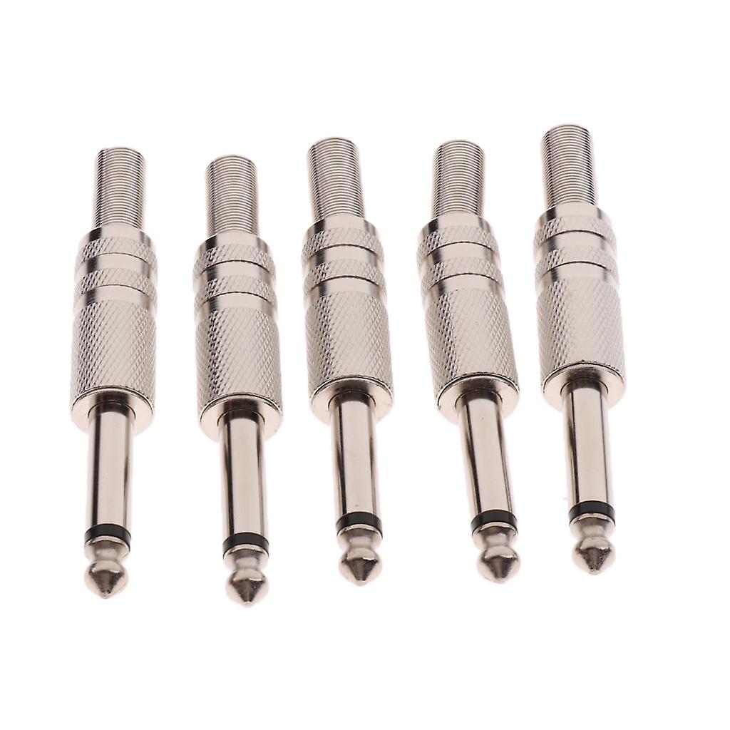 5Pcs High Quality 6.35mm Audio Microphone Connector Assembly Mono Audio Plug
