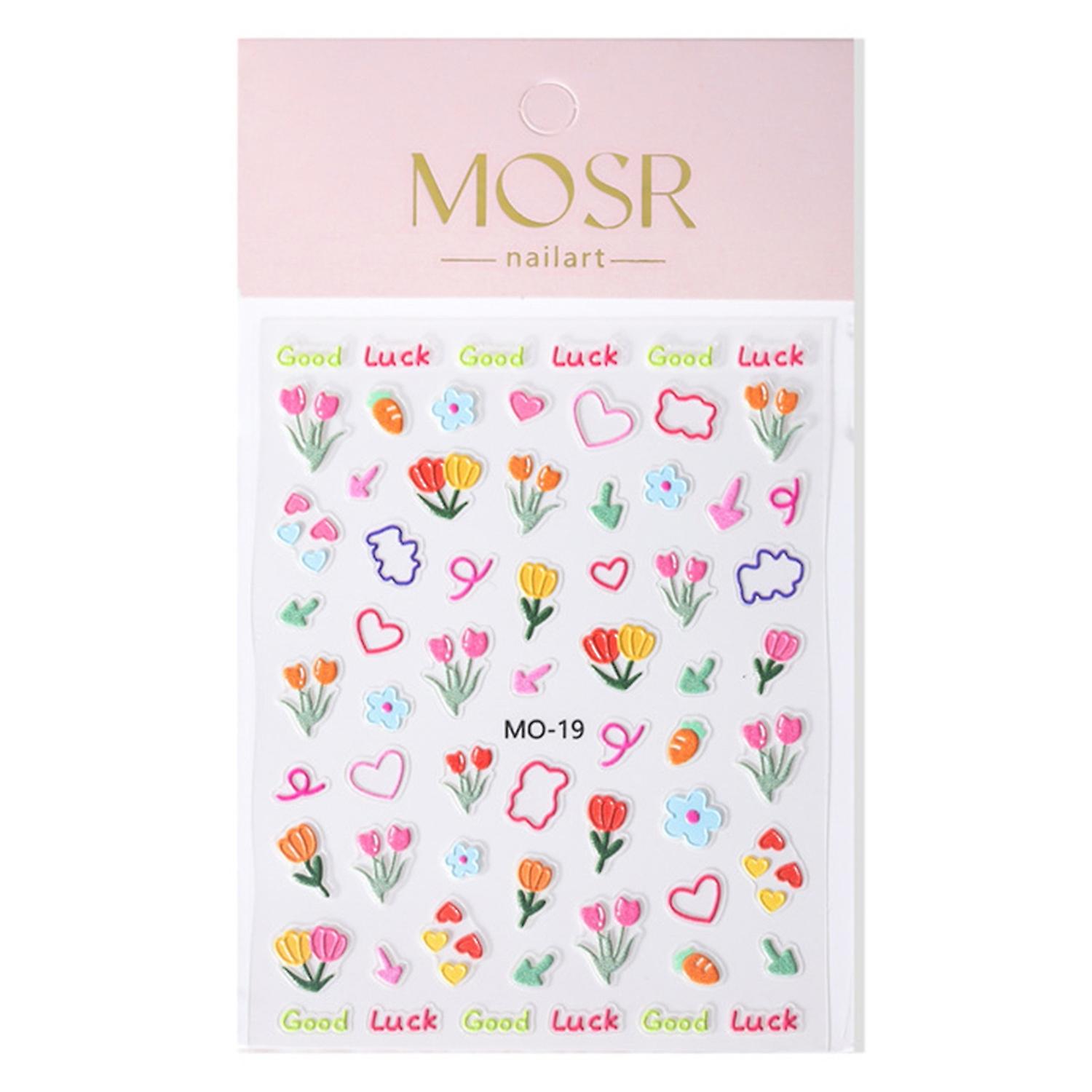 Nail Sticker 5D Graffiti Flowers Embossed Relief Design Thin Three-dimensional Transform Nails Art