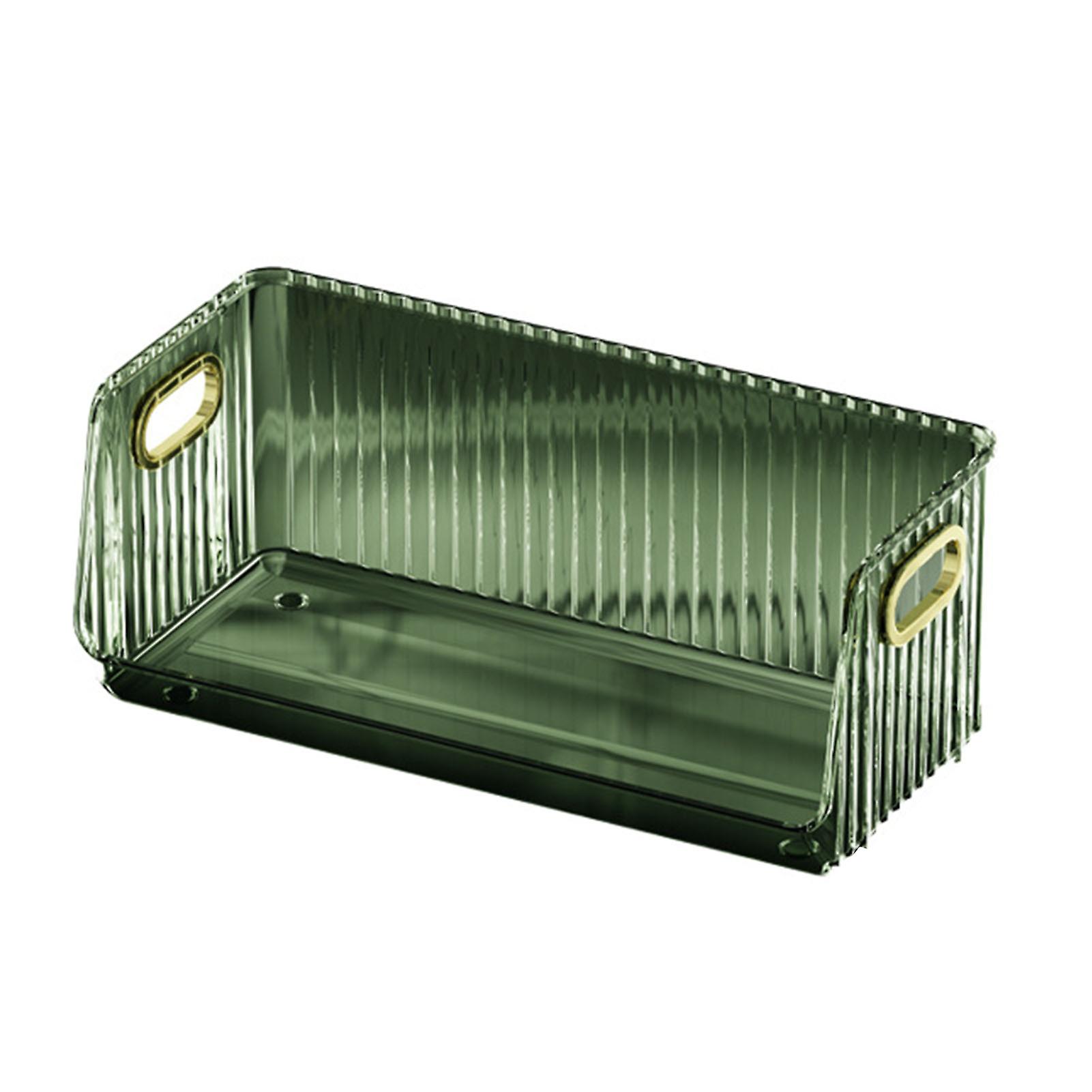Desktop Storage Rack PET Transparent Stackable Modern Stylish Storage Box for Cup Makeup Dark Green Gold