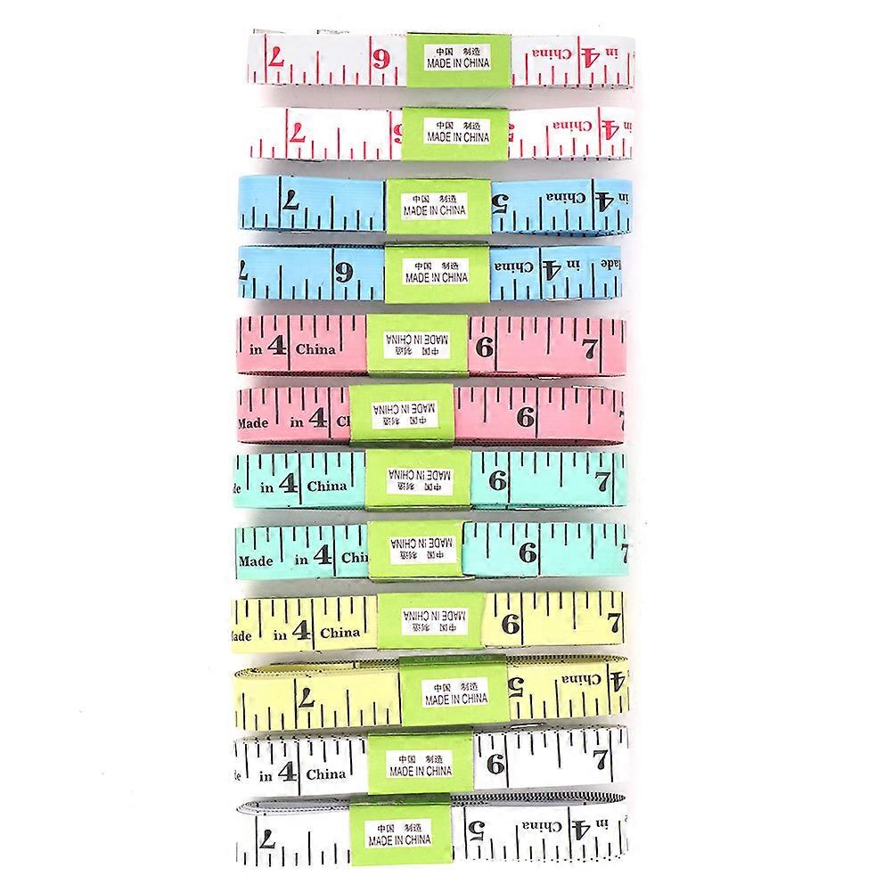 12pcs 150cm Soft Measuring Tape Ruler Sewing Tailor Colored