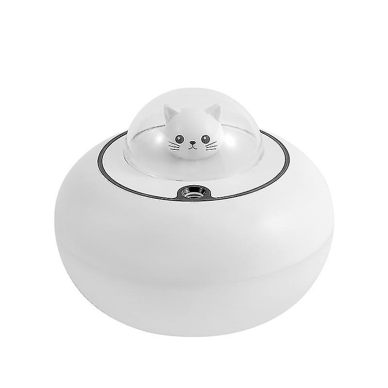 Weißer Ultraschall-Mini-USB-Luftbefeuchter mit 300-ml-Wassertank, automatischer Abschaltung und superleisem Duftdiffusor mit LED-Licht