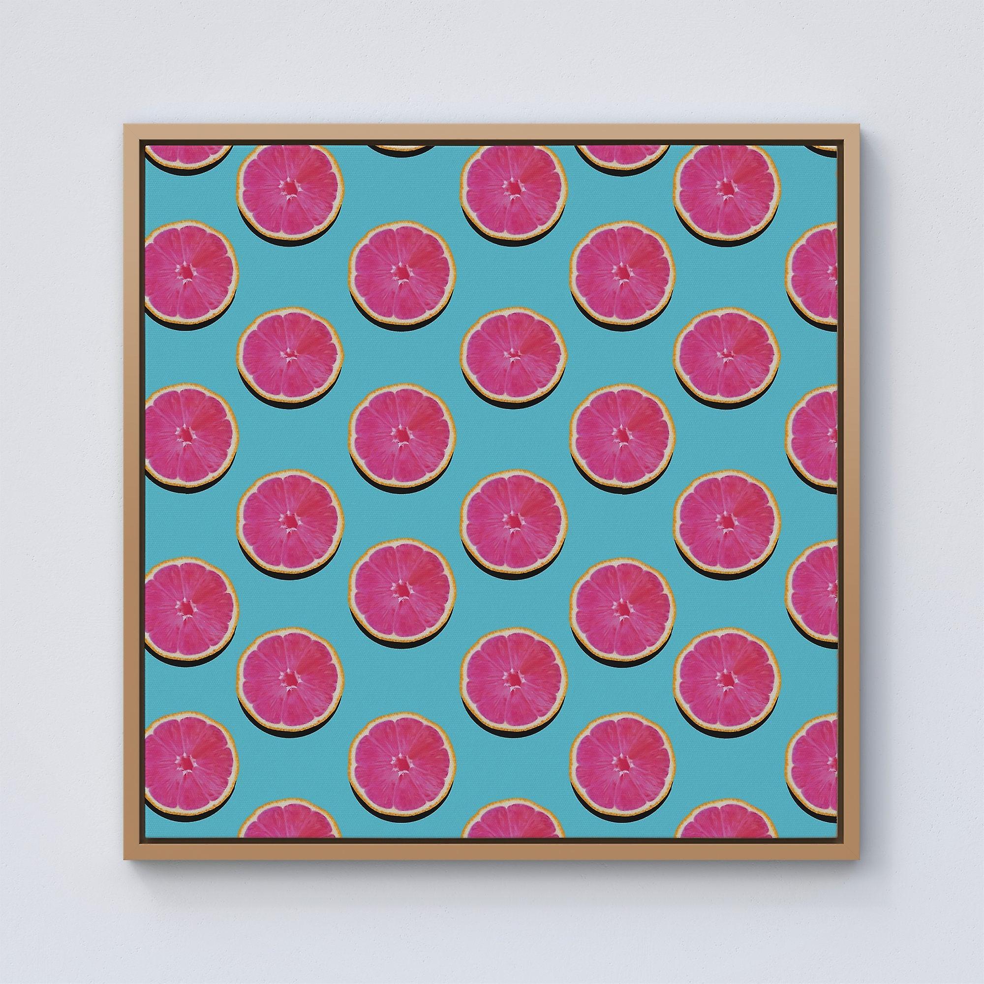 Fruity Pattern Of Pink Grapefruit Framed Canvas