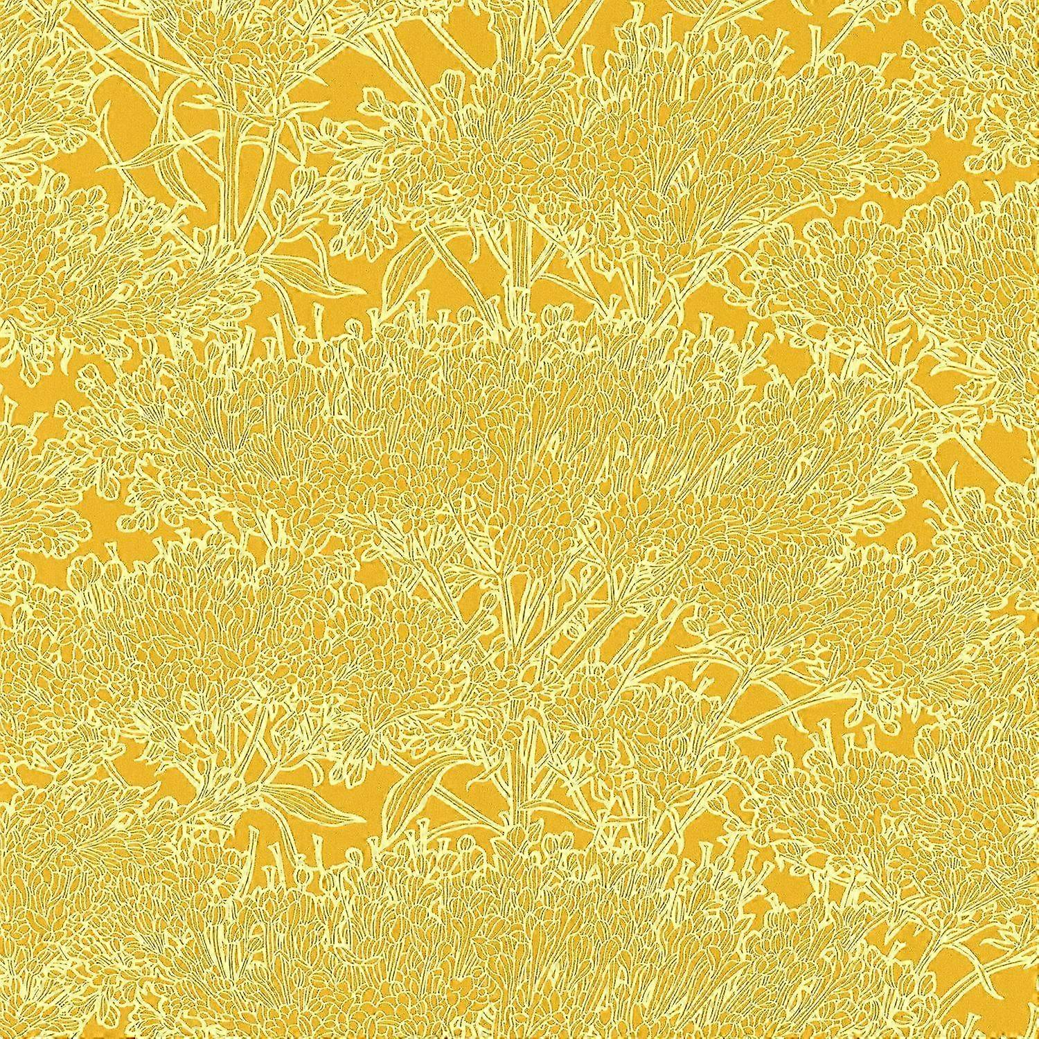 Nature non-woven wallpaper wall Profhome 369723-GU slightly textured with graphical pattern matt yellow