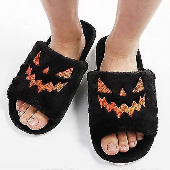 2022 New Halloween Fuzzy House Slippers Spooky Slides