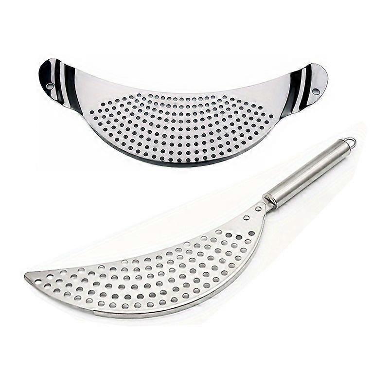 Stainless Steel Half-Moon Pan Strainer – Quick Drain Pasta & Vegetable Strainer, 36.5x6.5x2cm, Pot Drainer For Home & Camping