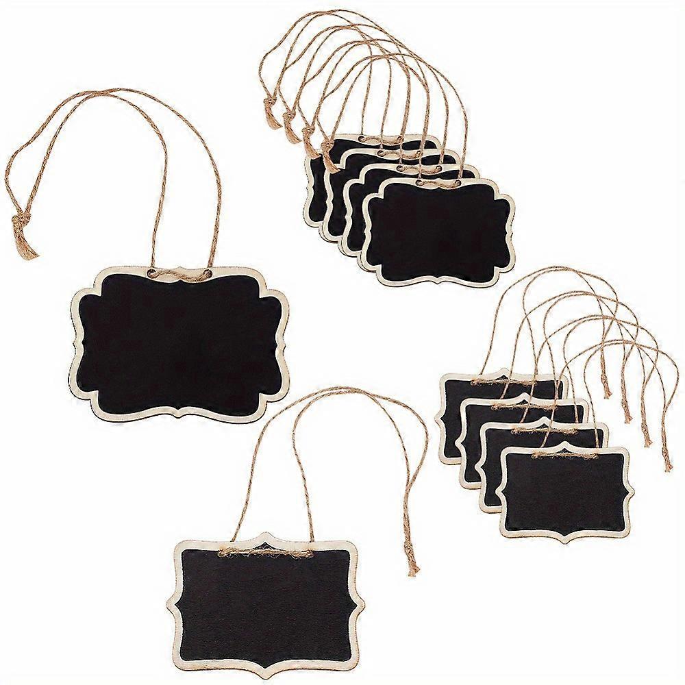 10pcs Blackboard Slate Decanter Tags - 2 Styles Mini Wooden Chalkboard Signs With Hanging String, Customizable Liquor Bottle Labels, Message Board For