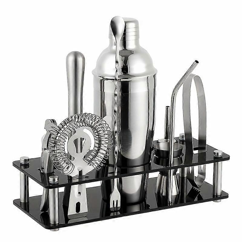スタンド付き「プレミアム」14ピースステンレススチールカクテルシェーカーセット - 家庭用、マティーニ、カクテルミキシングツール用の完全なバーテンダーキット