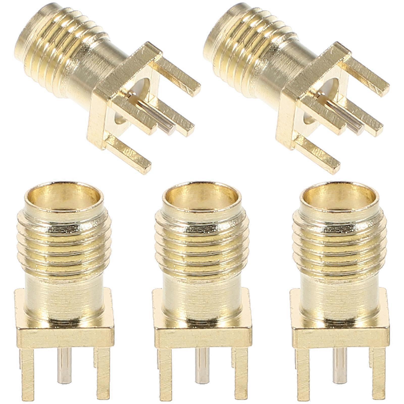5pcs Sma Connector Bulkhead Solder Rf Connector Straight Rf Coaxial Adapter Female Base Socket