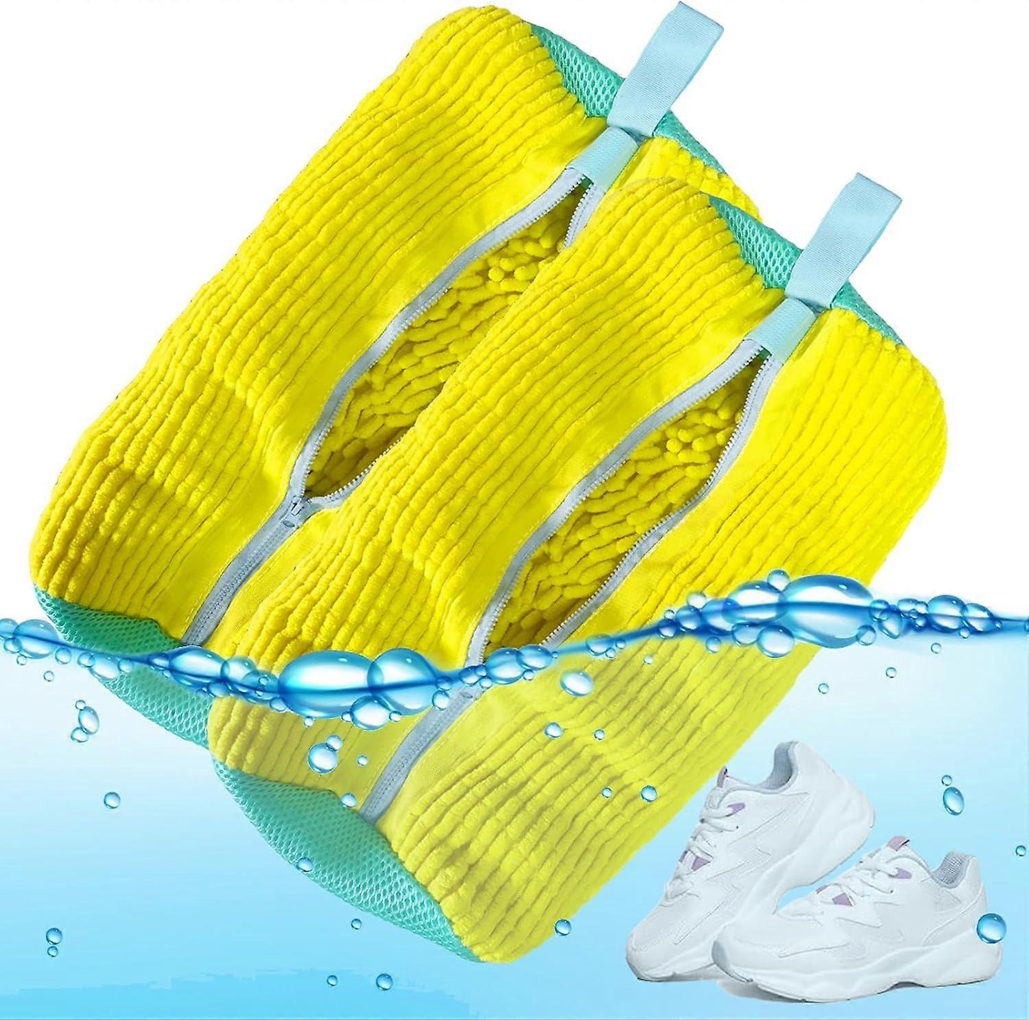 Laundry Net Shoes, Shoe Wash Bag with 360° Cleaning Fluff, Reusable Shoe Washing Bag, Pack of 2