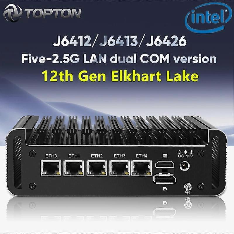 Mini PC Intel 2.5G di 12a generazione senza ventola Celeron J6413 J6412 5x I226-v 2500m Lan Soft Router Firewall Computer Proxmox Esxi Aes-ni