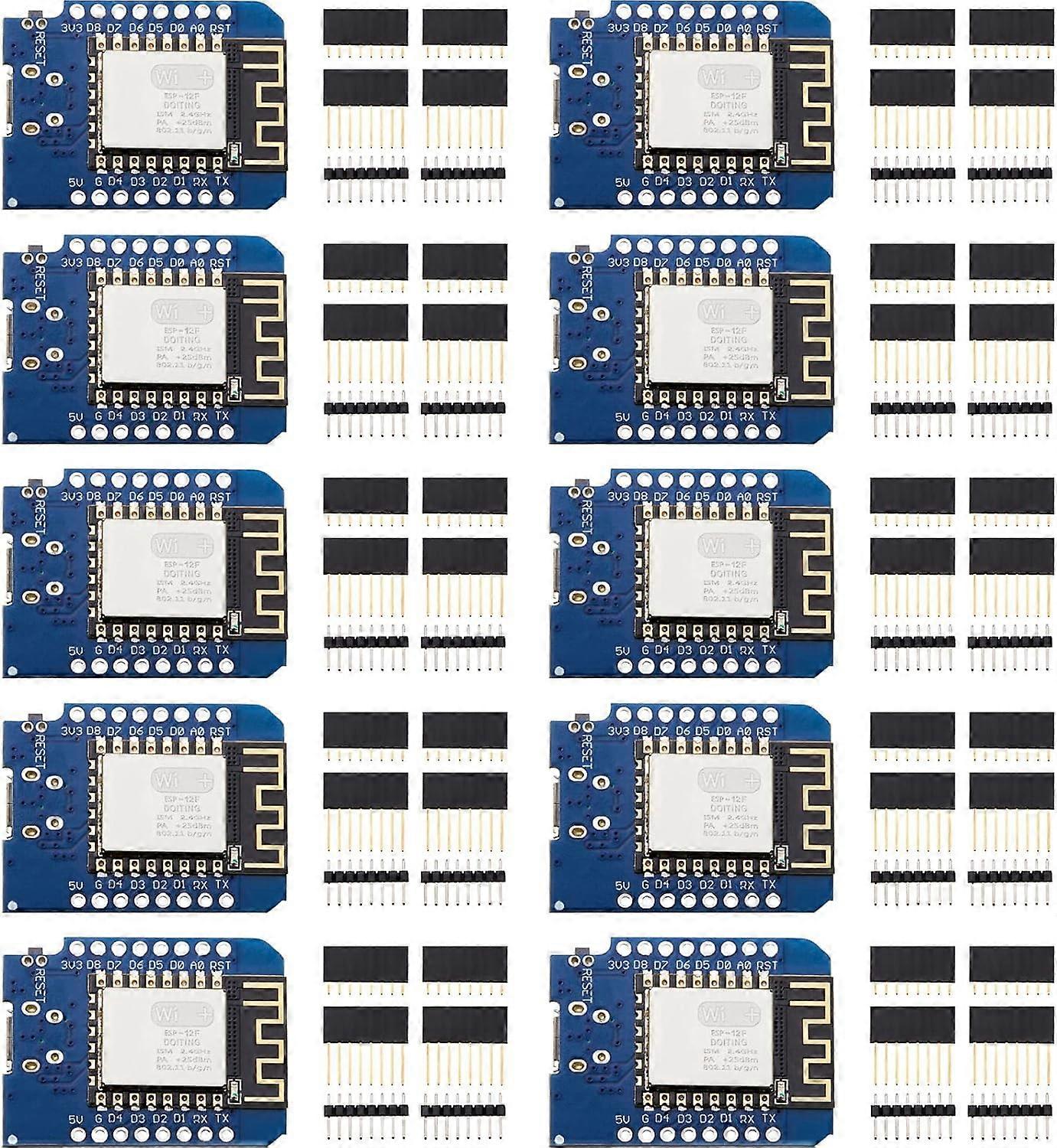 10 Pieces Development Board NodeMcu Mini D1 Module for ESP8266 ESP-12F 4M Bytes WLAN WiFi Internet Development Board Compatible with Arduino