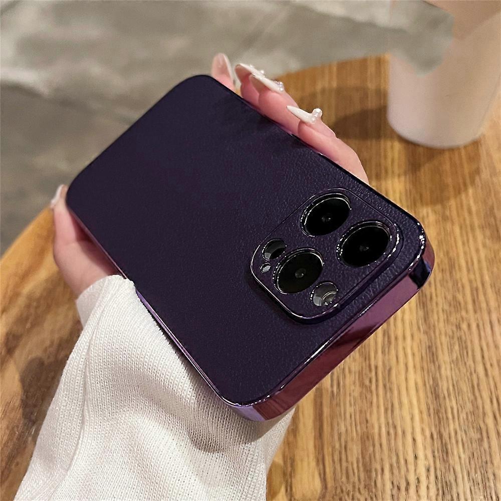 Apply to Luxury Lambskin Leather Plating Phone Case For iPhone 14 13 12 11 Pro Max 13Pro 14 Plus Shockproof Bumper Lens Protection Cover mobile phone