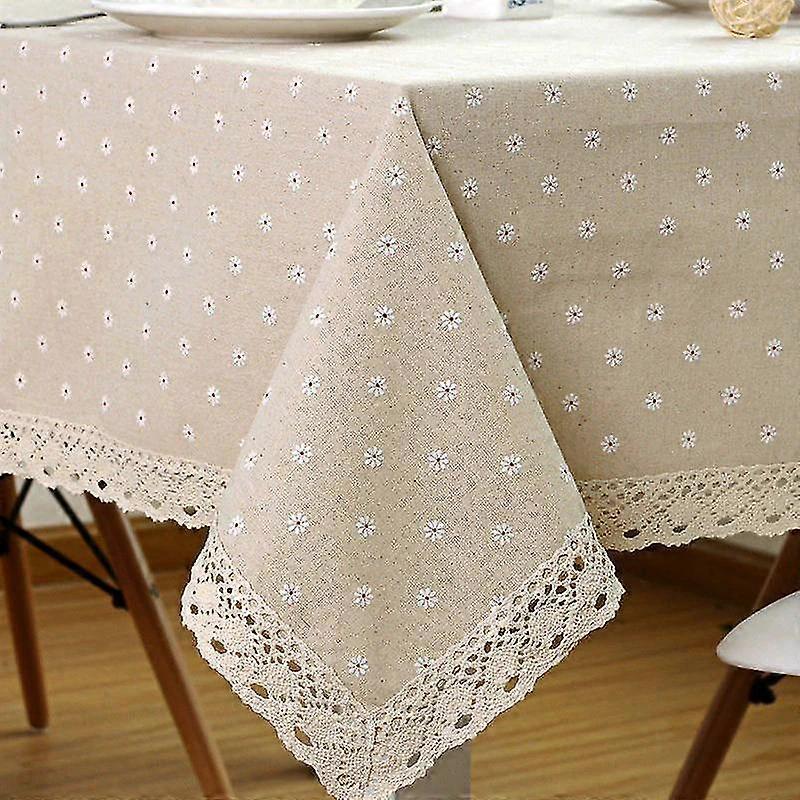 Tablecloths Flower Pattern Tablecloth Linen Cotton Table Cloth With Lace Dining Table