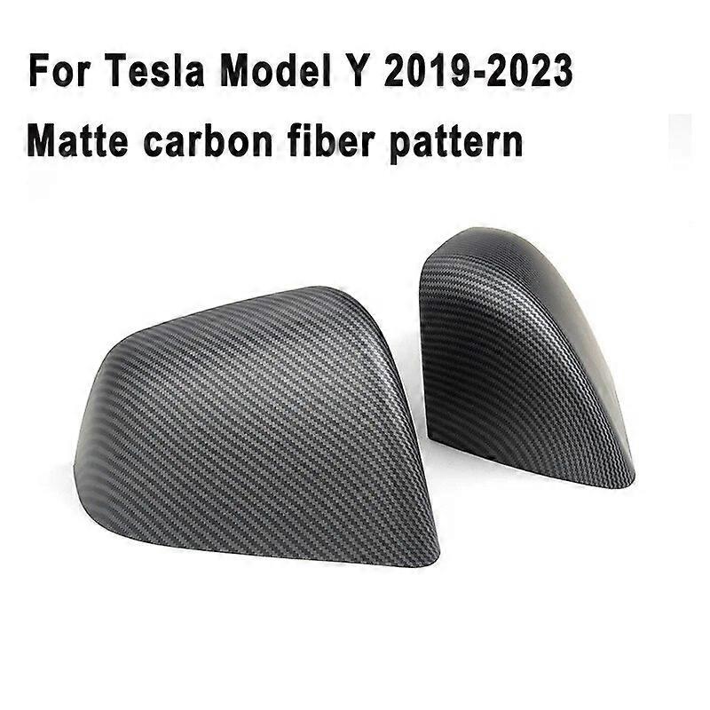 Exterior Rearview Side Mirror Housing Cover Cap Shell For Tesla Model 3 Y 2017-2023 Gloss Matte Black Carbon Fiber Pattern