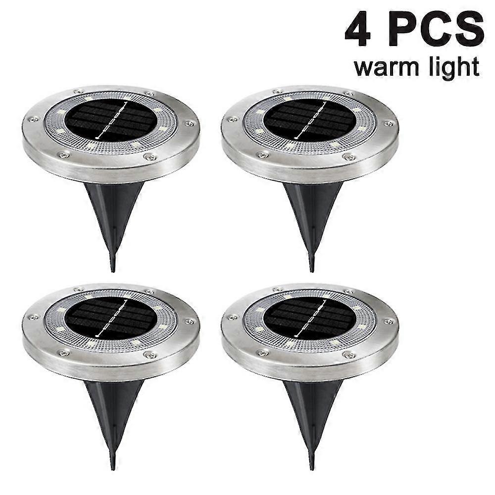4pcss Solar Ground Lights,8 Led Outdoor Solar Disk Lights,waterproof