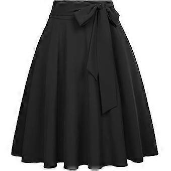 Women's High Waist A-line Pocket Skirt Skater Flare Midi Skirt