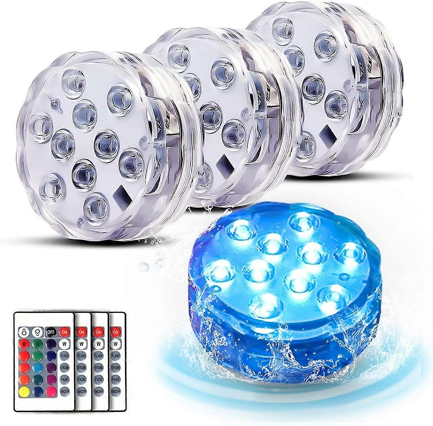 Submersible Led Lights, 4 Packs Waterproof Underwater Lights With Remote Control, Hot Tub Lights, Party Decor