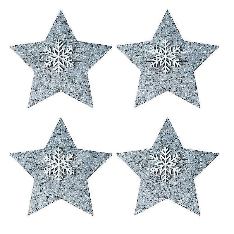 4 Pcs Five Pointed Star Tableware Covers For Christmas New Year Party Decoration